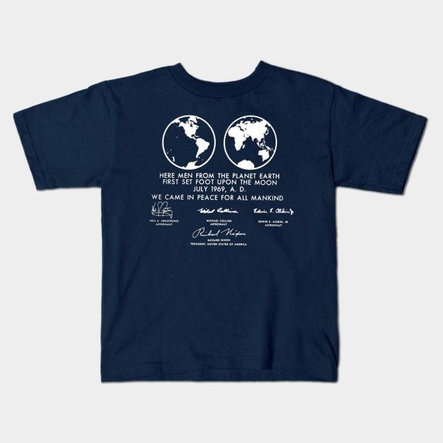 Moon Landing Plate Kids T-Shirt by Evidence of the Machine